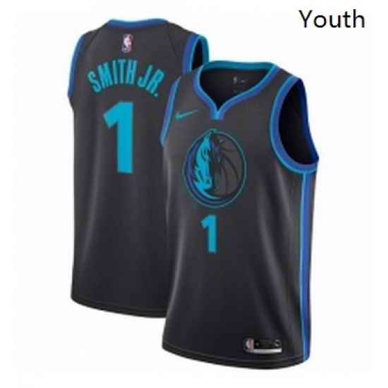 Youth Nike Dallas Mavericks 1 Dennis Smith Jr Swingman Charcoal NBA Jersey City Edition